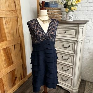 Navy and Tan Jessica Howard Cocktail Dress